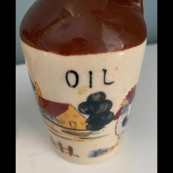 Vintage Relco Blue Rooster Oil Vinegar Cruet Brown Jug Country Kitchen Japan - Picture 3 of 11